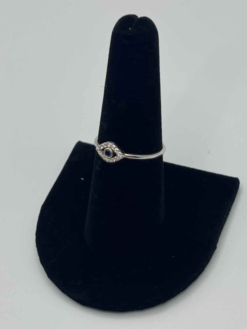 Sterling Silver Evil Eye Ring with Blue Center